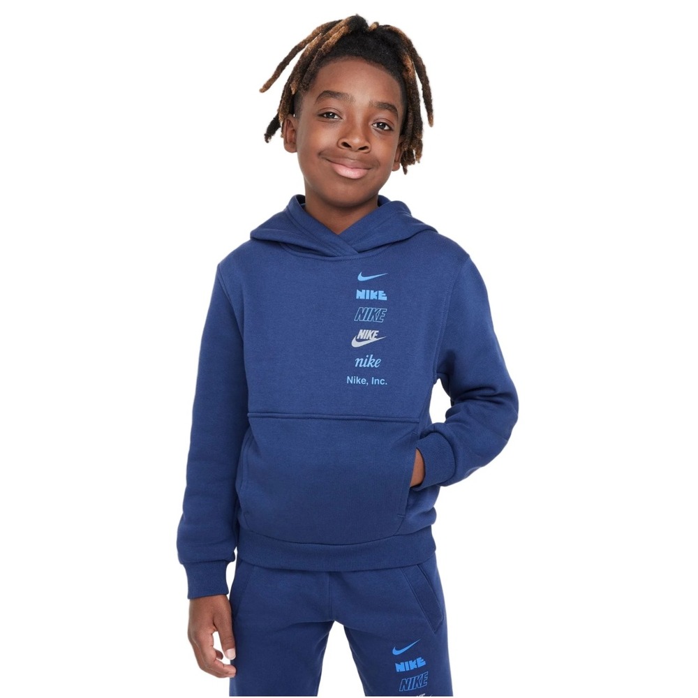 Kids Nike Blue‎ Logo Hoodie Sweatshirt Size S